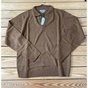 NWT Another Influence Collared V Neck Sweater Size Medium Men’s Camel Pullover